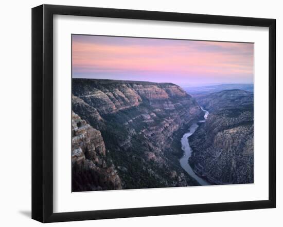 The Green River & Cliffs of Whirlpool Canyon at Dusk, Dinosaur National Monument, Utah, USA-Scott T. Smith-Framed Photographic Print