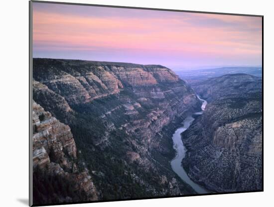 The Green River & Cliffs of Whirlpool Canyon at Dusk, Dinosaur National Monument, Utah, USA-Scott T. Smith-Mounted Photographic Print