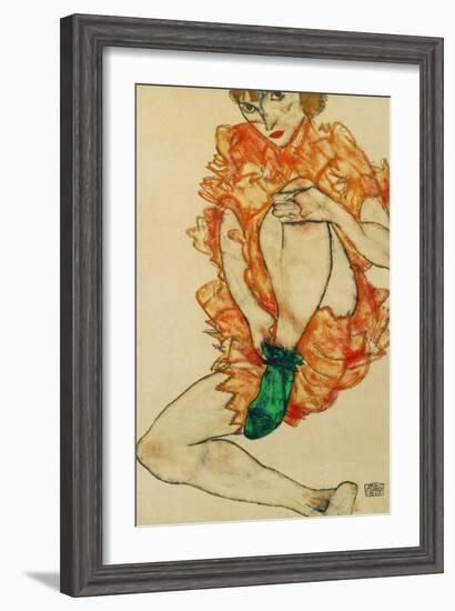 The Green Stocking, 1914-Egon Schiele-Framed Giclee Print