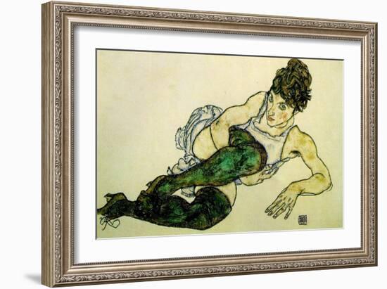 The Green Stockings, 1917-Egon Schiele-Framed Giclee Print