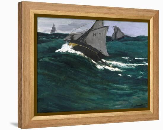 The Green Wave-Claude Monet-Framed Premier Image Canvas