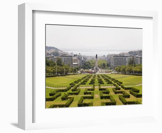 The Greenery of the Parque Eduard VII Runs Towards the Marques De Pombal Memorial in Central Lisbon-Stuart Forster-Framed Photographic Print