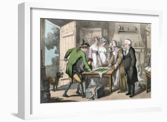 The Gross of Green Spectacles, Illustration from 'The Vicar of Wakefield' by Oliver Goldsmith,…-Thomas Rowlandson-Framed Giclee Print