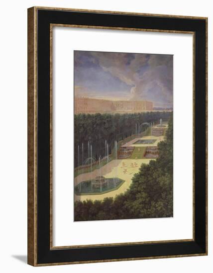 The Groves of Versailles, Perspective View of the Three Fountains with Cherubs Raking and Watering-Jean Cotelle the Younger-Framed Giclee Print