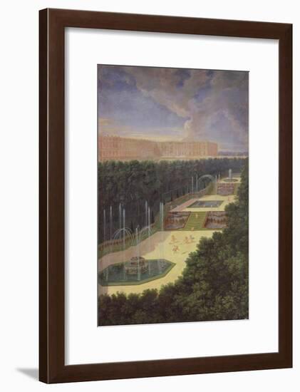 The Groves of Versailles, Perspective View of the Three Fountains with Cherubs Raking and Watering-Jean Cotelle the Younger-Framed Giclee Print