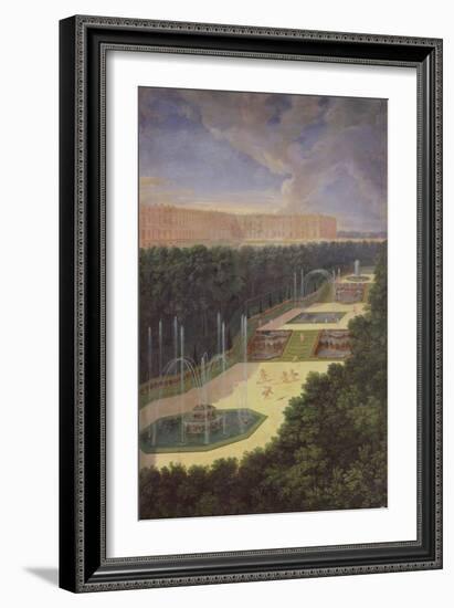 The Groves of Versailles, Perspective View of the Three Fountains with Cherubs Raking and Watering-Jean Cotelle the Younger-Framed Giclee Print