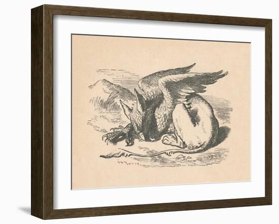 'The Gryphon asleep in the sun', 1889-John Tenniel-Framed Giclee Print