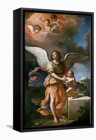 The Guardian Angel (Oil on Canvas, 17Th Century)-Guercino (1591-1666)-Framed Premier Image Canvas