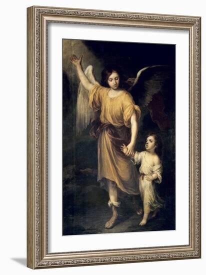 The Guardian Angel-Bartolome Esteban Murillo-Framed Art Print