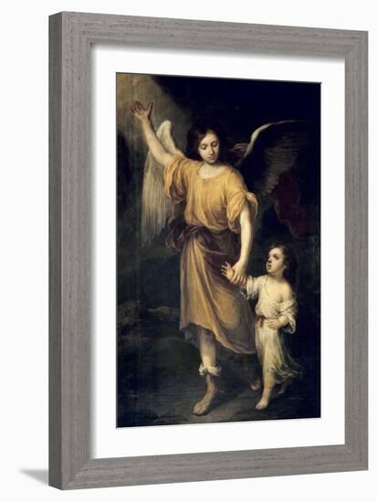 The Guardian Angel-Bartolome Esteban Murillo-Framed Art Print