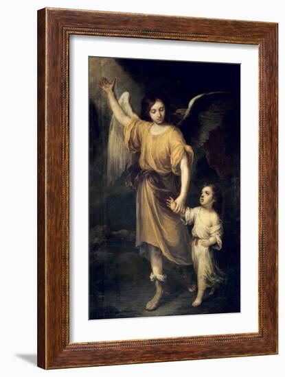 The Guardian Angel-Bartolome Esteban Murillo-Framed Art Print