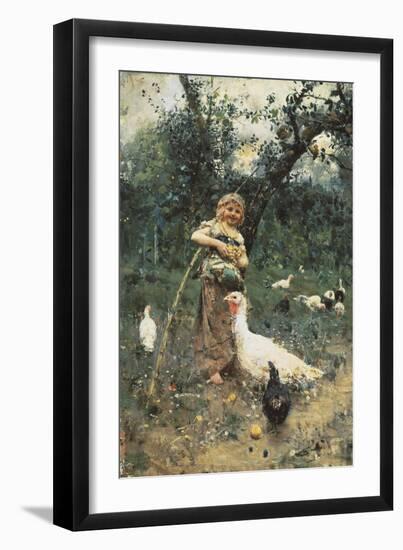 The Guardian of the Chickens, 1877-Francesco Paolo Michetti-Framed Giclee Print