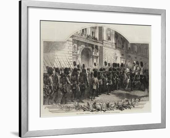 The Guards Cheering Her Majesty at Buckingham Palace-null-Framed Giclee Print
