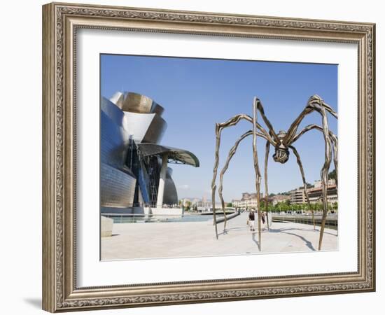 The Guggenheim, Designed by Architect Frank Gehry, and Giant Spider Sculpture by Louise Bourgeois-Christian Kober-Framed Photographic Print