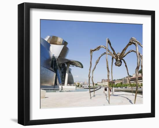 The Guggenheim, Designed by Architect Frank Gehry, and Giant Spider Sculpture by Louise Bourgeois-Christian Kober-Framed Photographic Print