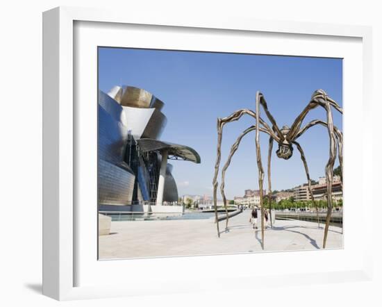 The Guggenheim, Designed by Architect Frank Gehry, and Giant Spider Sculpture by Louise Bourgeois-Christian Kober-Framed Photographic Print