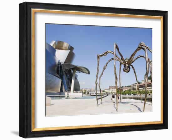 The Guggenheim, Designed by Architect Frank Gehry, and Giant Spider Sculpture by Louise Bourgeois-Christian Kober-Framed Photographic Print