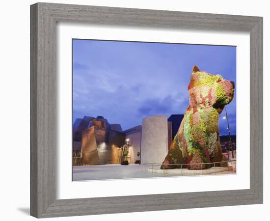 The Guggenheim, Designed by Architect Frank Gehry, and Puppy, the Sculpture by Jeff Koons-Christian Kober-Framed Photographic Print