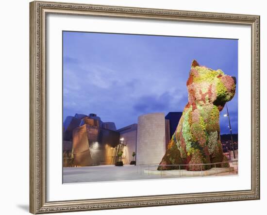 The Guggenheim, Designed by Architect Frank Gehry, and Puppy, the Sculpture by Jeff Koons-Christian Kober-Framed Photographic Print