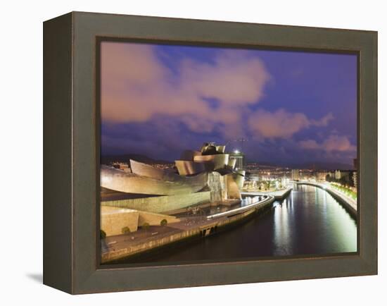 The Guggenheim, Designed by Canadian-American Architect Frank Gehry, on the Nervion River-Christian Kober-Framed Premier Image Canvas