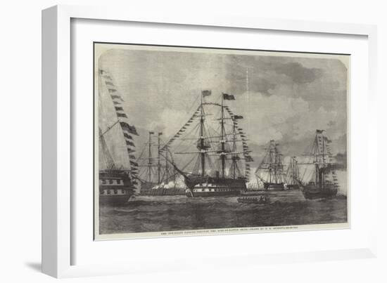 The Gun-Boats Passing Through the Line-Of-Battle Ships-George Henry Andrews-Framed Giclee Print