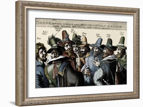 The Gunpowder Plotters conspiring-Crispin I De Passe-Framed Giclee Print