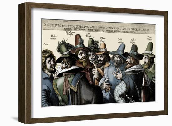 The Gunpowder Plotters conspiring-Crispin I De Passe-Framed Giclee Print