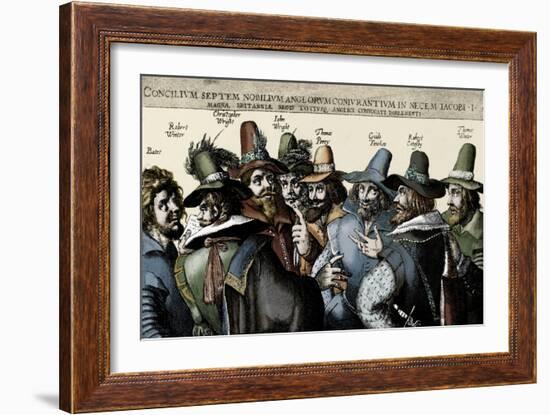 The Gunpowder Plotters conspiring-Crispin I De Passe-Framed Giclee Print