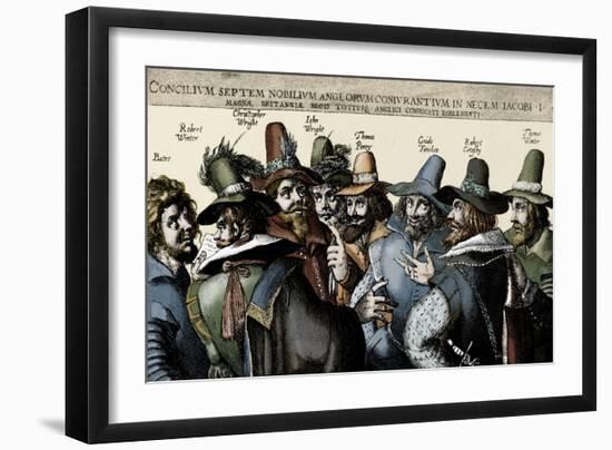 The Gunpowder Plotters conspiring-Crispin I De Passe-Framed Giclee Print