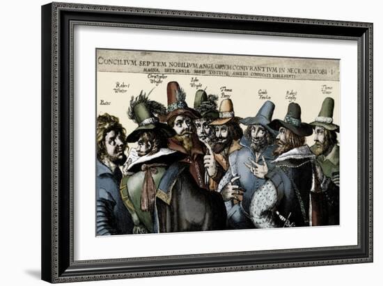 The Gunpowder Plotters conspiring-Crispin I De Passe-Framed Giclee Print