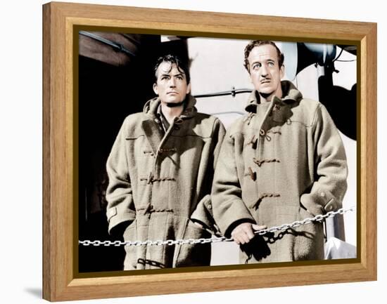 THE GUNS OF NAVARONE, from left: Gregory Peck, David Niven, 1961-null-Framed Stretched Canvas