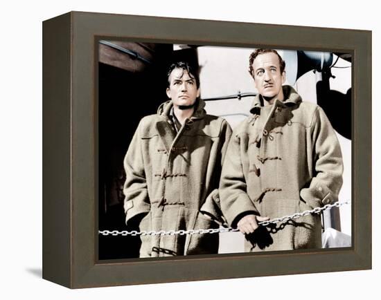 THE GUNS OF NAVARONE, from left: Gregory Peck, David Niven, 1961-null-Framed Stretched Canvas