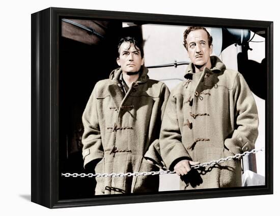 THE GUNS OF NAVARONE, from left: Gregory Peck, David Niven, 1961-null-Framed Stretched Canvas