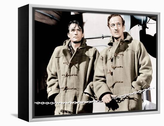 THE GUNS OF NAVARONE, from left: Gregory Peck, David Niven, 1961-null-Framed Stretched Canvas