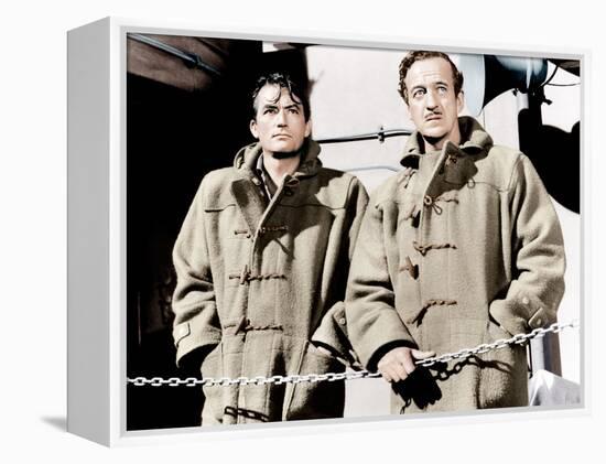 THE GUNS OF NAVARONE, from left: Gregory Peck, David Niven, 1961-null-Framed Stretched Canvas