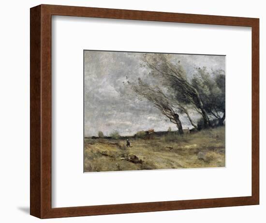 The Gust of Wind, 1870-Jean-Baptiste-Camille Corot-Framed Art Print