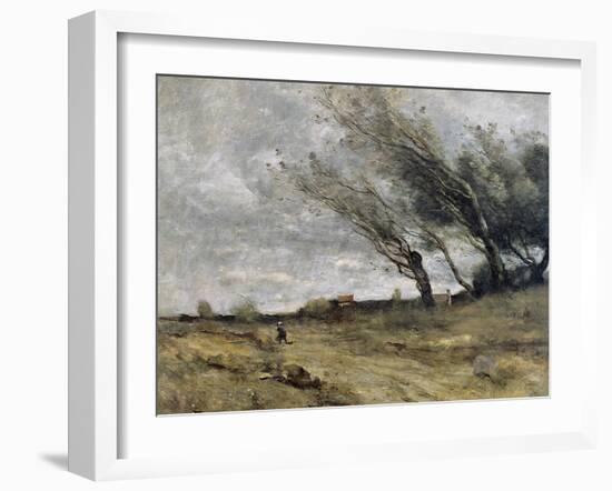 The Gust of Wind, 1870-Jean-Baptiste-Camille Corot-Framed Art Print