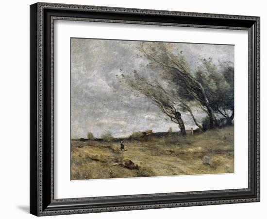 The Gust of Wind, 1870-Jean-Baptiste-Camille Corot-Framed Art Print