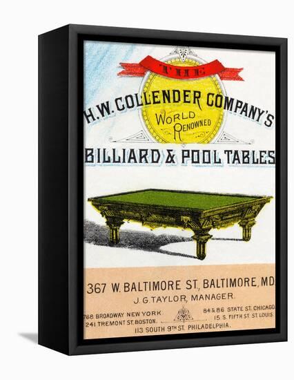 The H.W. Collender Company's World Renown Billiard and Pool Tables-null-Framed Stretched Canvas