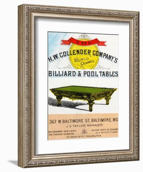 The H.W. Collender Company's World Renown Billiard and Pool Tables-null-Framed Art Print