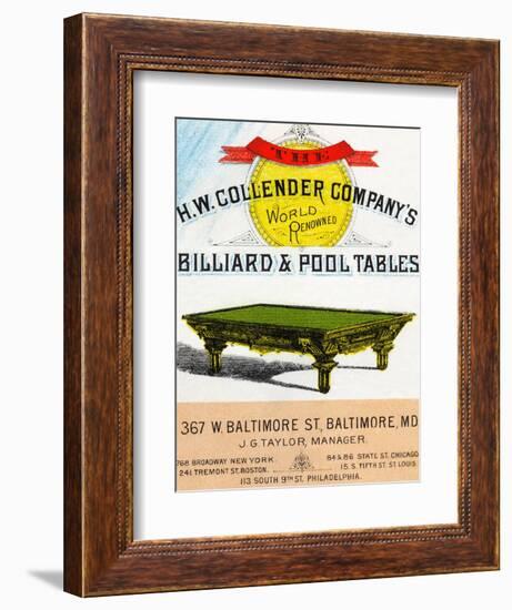 The H.W. Collender Company's World Renown Billiard and Pool Tables-null-Framed Art Print