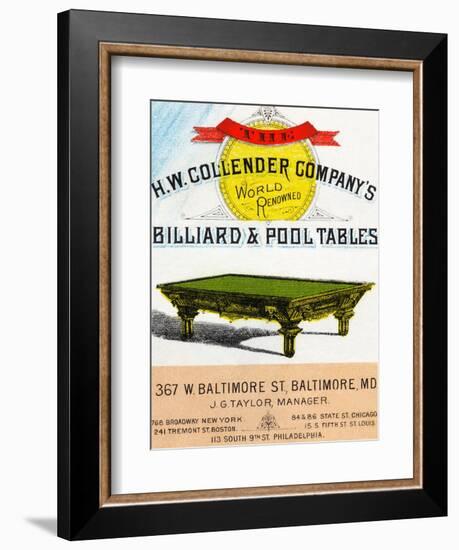 The H.W. Collender Company's World Renown Billiard and Pool Tables-null-Framed Premium Giclee Print