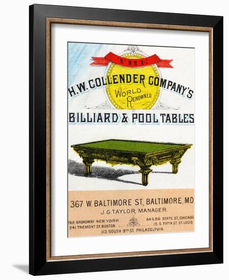 The H.W. Collender Company's World Renown Billiard and Pool Tables-null-Framed Art Print