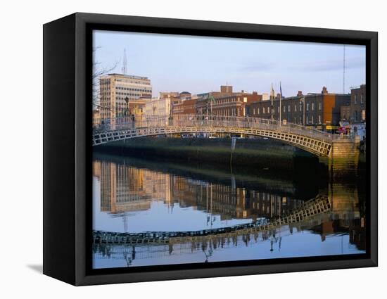 The Ha'Penny Bridge Over the Liffey River, Dublin, County Dublin, Eire (Ireland)-Bruno Barbier-Framed Premier Image Canvas