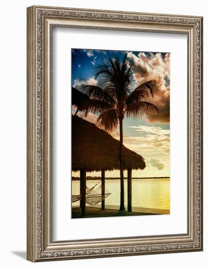 The Hammock and Palm Tree at Sunset - Beach Hut - Florida-Philippe Hugonnard-Framed Photographic Print