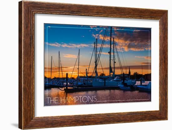 The Hamptons, New York - Boats at Sunset-Lantern Press-Framed Art Print