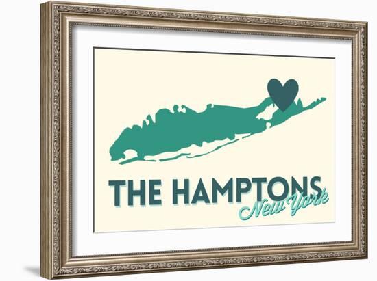 The Hamptons, New York - Heart Design-Lantern Press-Framed Art Print