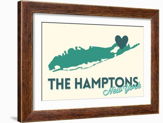 The Hamptons, New York - Heart Design-Lantern Press-Framed Art Print