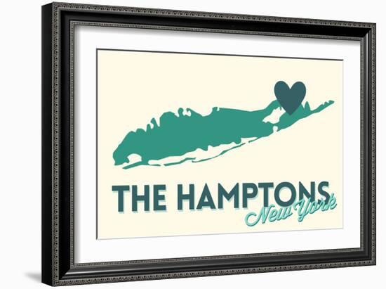 The Hamptons, New York - Heart Design-Lantern Press-Framed Art Print