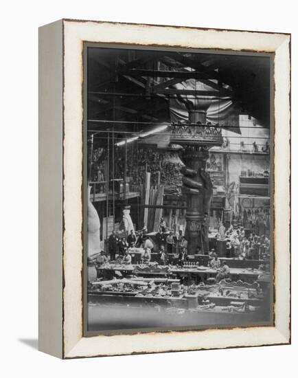 The Hand of the Statue of Liberty in the Monduit Workshop, 1876-null-Framed Premier Image Canvas